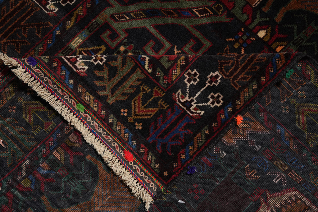 4 x 6.7 Tribal Rug Handmade Afghanistan Wool Animal Motif #F-3247