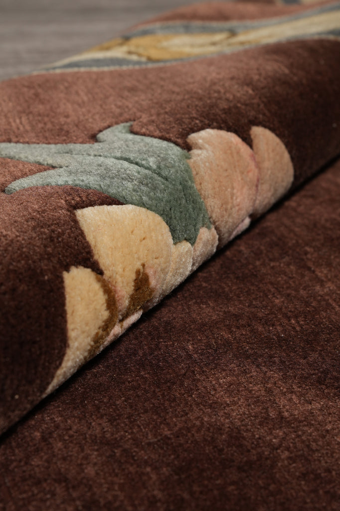 10.2 x 14 Handmade Wool Rug French Aubusson Brown #F-4408