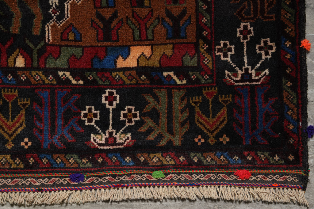 4 x 6.7 Tribal Rug Handmade Afghanistan Wool Animal Motif #F-3247
