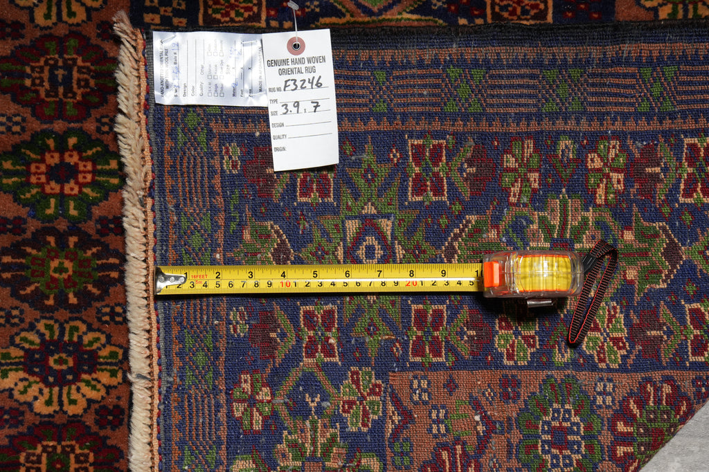 3.9 x 7 Tribal Fancy Handmade Wool Afghanistan Rug #F-3246