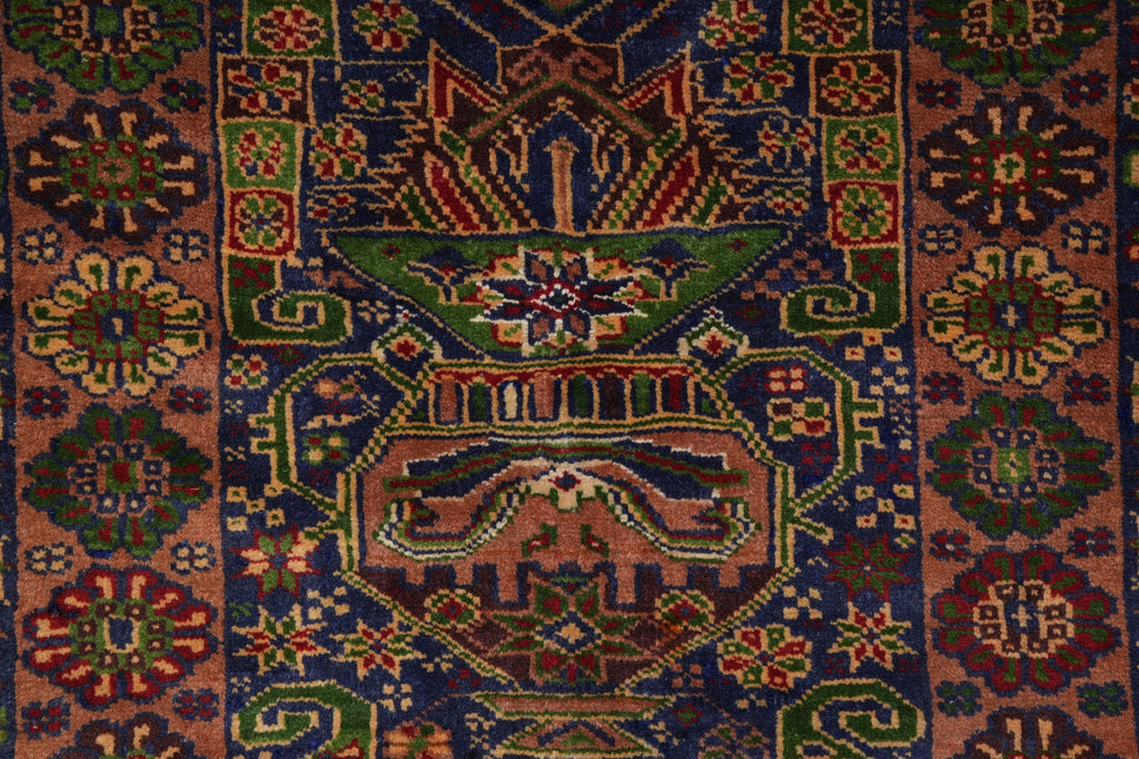 3.9 x 7 Tribal Fancy Handmade Wool Afghanistan Rug #F-3246