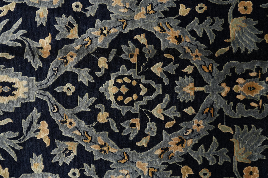 10 x 13.6 Handmade Nepali Rug Dark Blue and Gold #F-4409