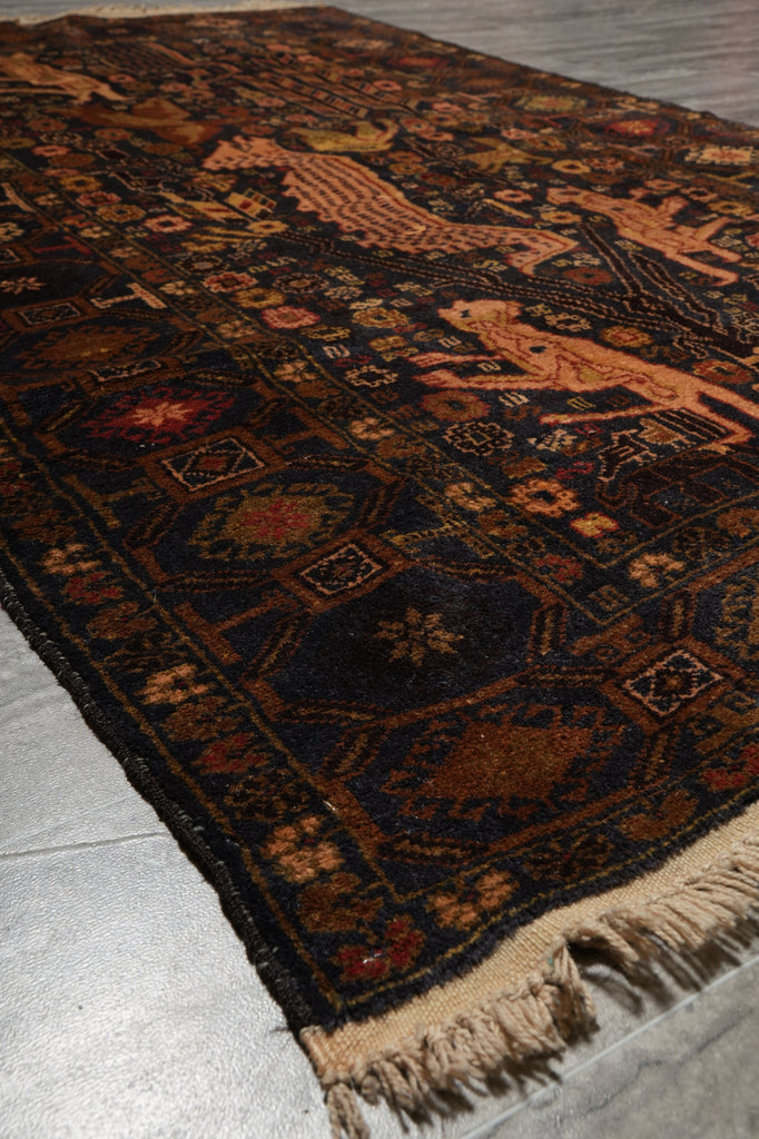 3.9 x 6 Animal Tribal Pattern Handmade Afghanistan Rug #F-3245