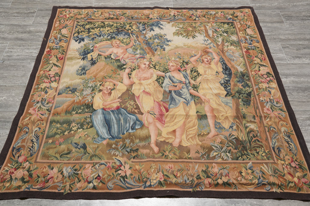 5 x 5 Great Handmade Tapestry Pictorial 17 Century French pattern #PIX-31783