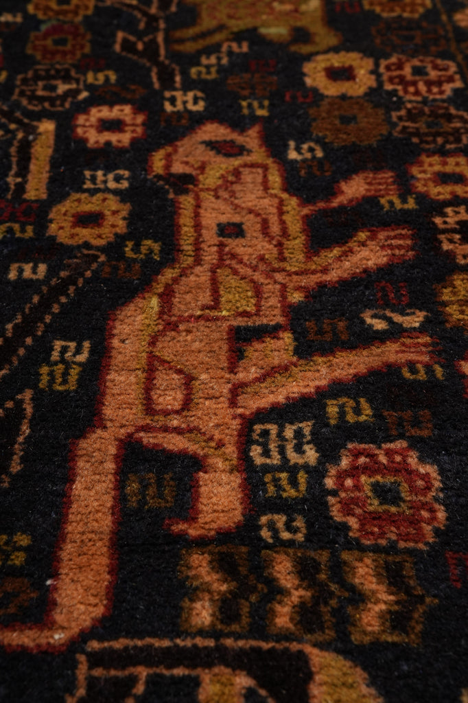 3.9 x 6 Animal Tribal Pattern Handmade Afghanistan Rug #F-3245
