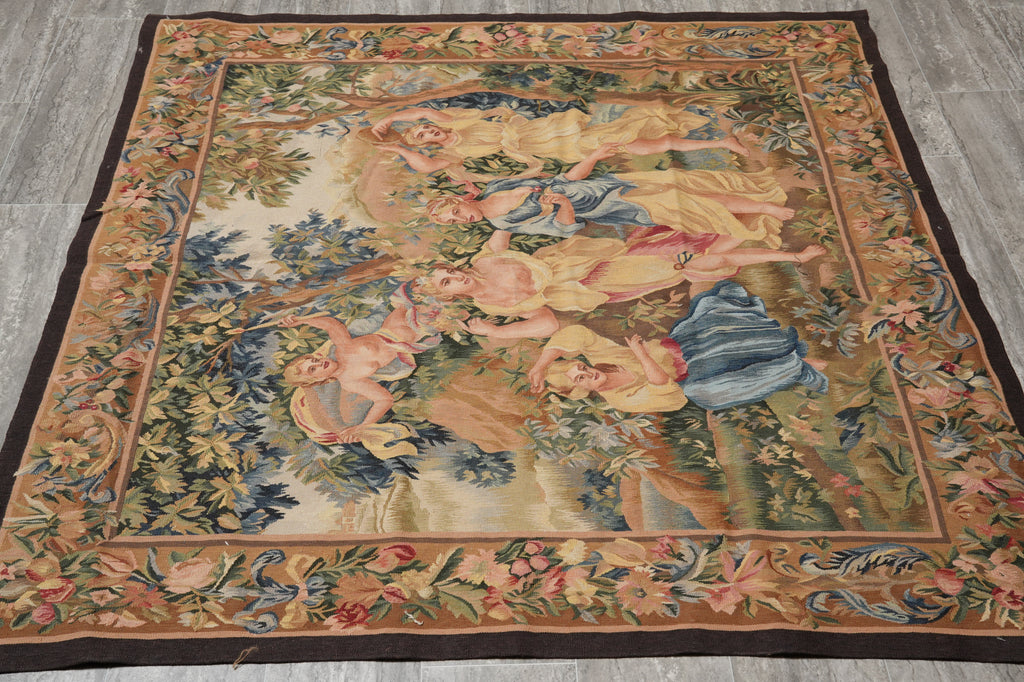 5 x 5 Great Handmade Tapestry Pictorial 17 Century French pattern #PIX-31783