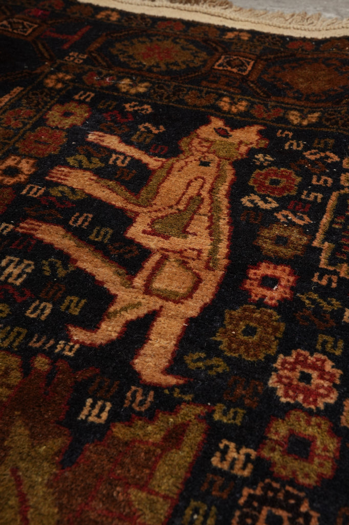 3.9 x 6 Animal Tribal Pattern Handmade Afghanistan Rug #F-3245