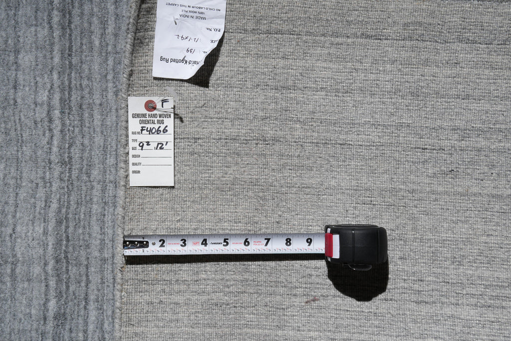 9 x 12 Contemporary Handmade Rug PLAIN GRAY #F-4066