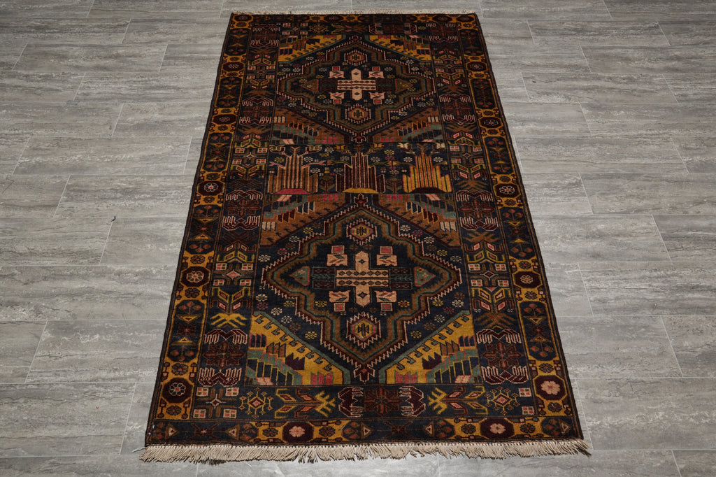 3.9 x 6.8 Baluchistan Rug Afghanistan Handmade Carpet #F-3258