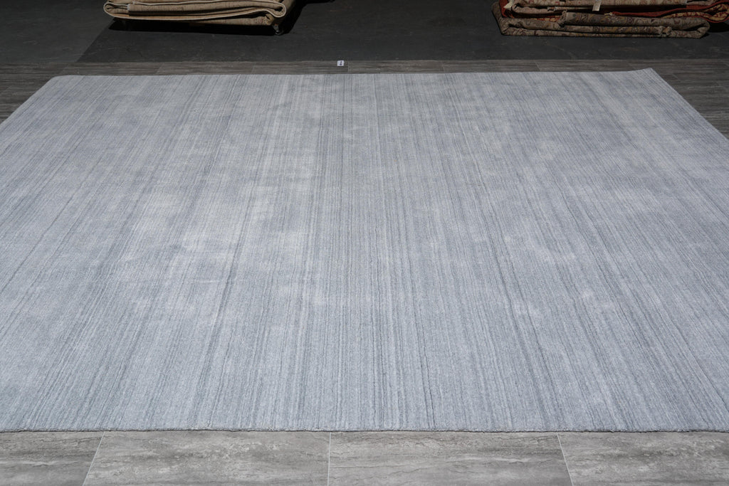 9 x 12 Contemporary Handmade Rug PLAIN GRAY #F-4066