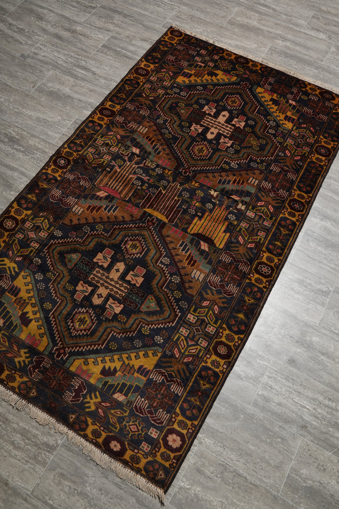 3.9 x 6.8 Baluchistan Rug Afghanistan Handmade Carpet #F-3258