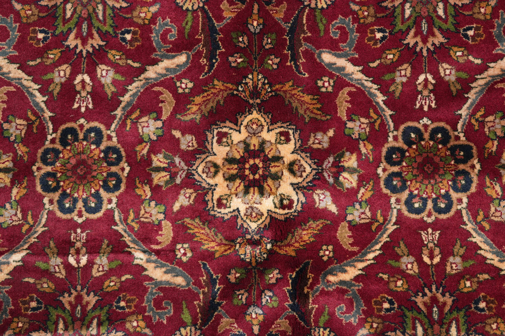 10 x 14 High Quality Handmade Indian Rug Fine Weave Burgundy #PIX-6868