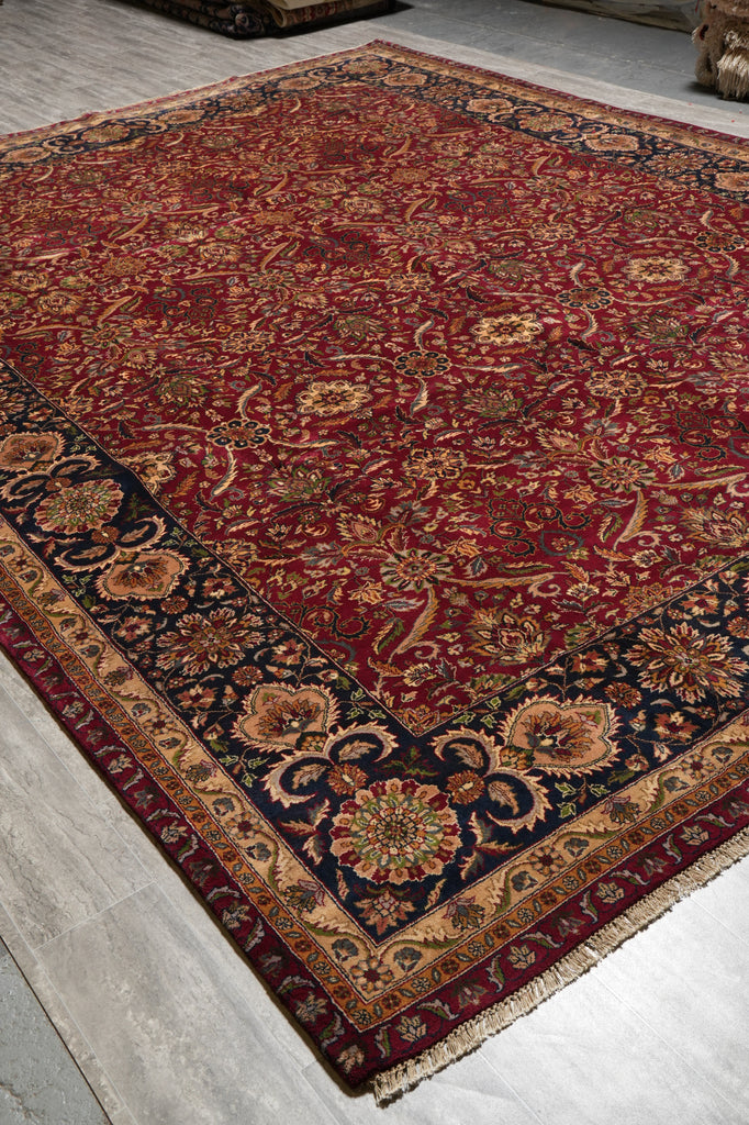 10 x 14 High Quality Handmade Indian Rug Fine Weave Burgundy #PIX-6868