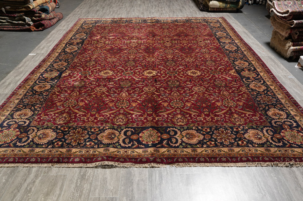 10 x 14 High Quality Handmade Indian Rug Fine Weave Burgundy #PIX-6868