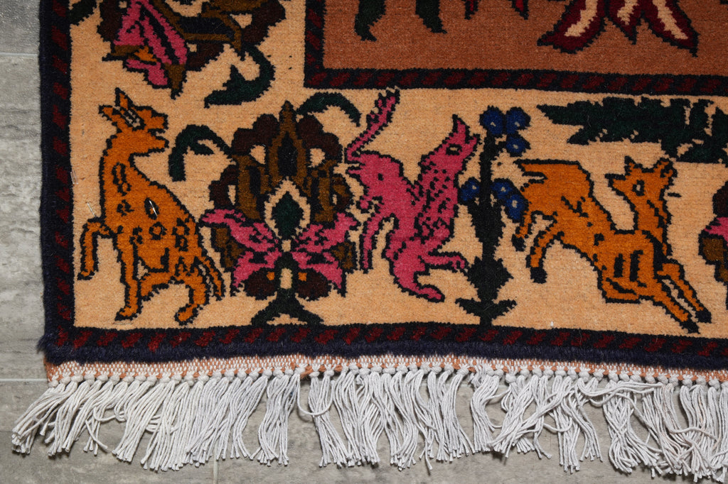 3 x 4.6 Hand-Knotted MulticolorTribal Animal Rug #F-3256