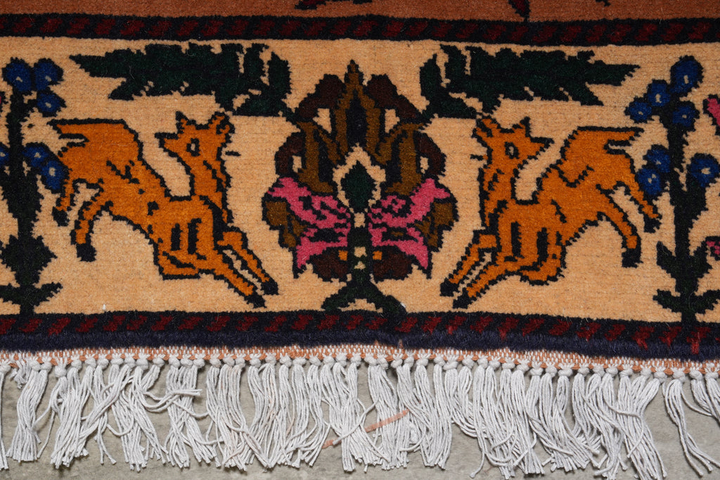 3 x 4.6 Hand-Knotted MulticolorTribal Animal Rug #F-3256
