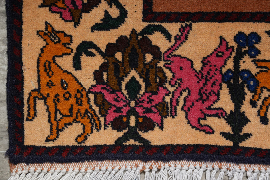 3 x 4.6 Hand-Knotted MulticolorTribal Animal Rug #F-3256