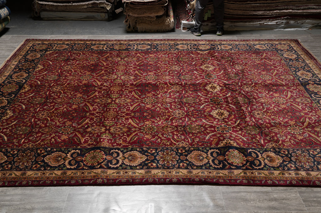 10 x 14 High Quality Handmade Indian Rug Fine Weave Burgundy #PIX-6868
