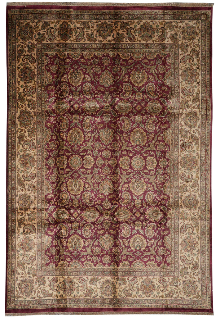 10 x 14.4 Quality Jaipur Handmade Rug Dense Wool Burgundy #F-4410