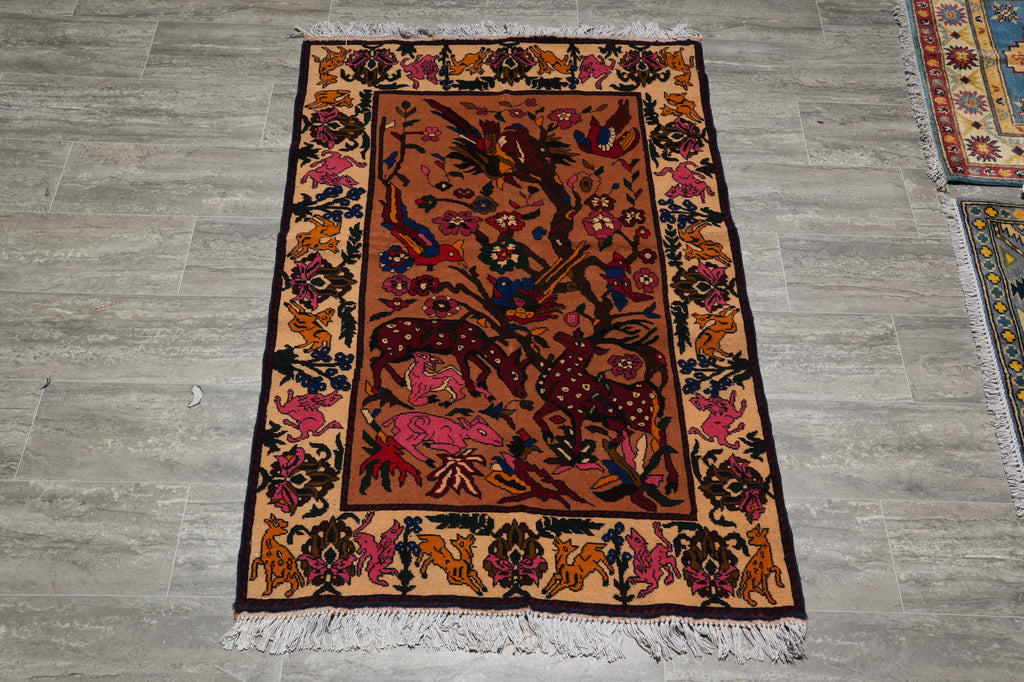 3 x 4.6 Hand-Knotted MulticolorTribal Animal Rug #F-3256