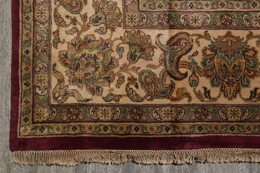 10 x 14.4 Quality Jaipur Handmade Rug Dense Wool Burgundy #F-4410
