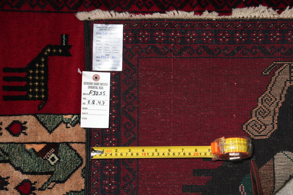 2.8 x 4.7 Hand-Knotted Pictorial Queen Tribal Rug #F-3255
