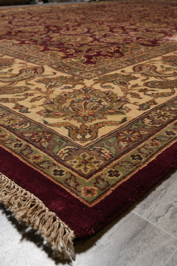 10 x 14.4 Quality Jaipur Handmade Rug Dense Wool Burgundy #F-4410