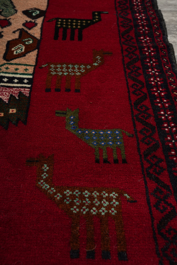 2.8 x 4.7 Hand-Knotted Pictorial Queen Tribal Rug #F-3255