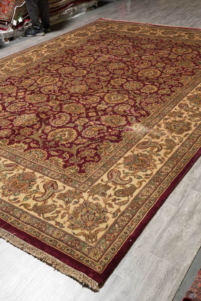 10 x 14.4 Quality Jaipur Handmade Rug Dense Wool Burgundy #F-4410