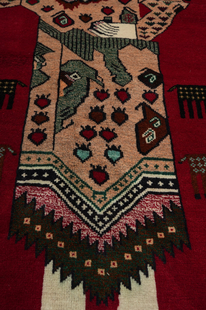 2.8 x 4.7 Hand-Knotted Pictorial Queen Tribal Rug #F-3255