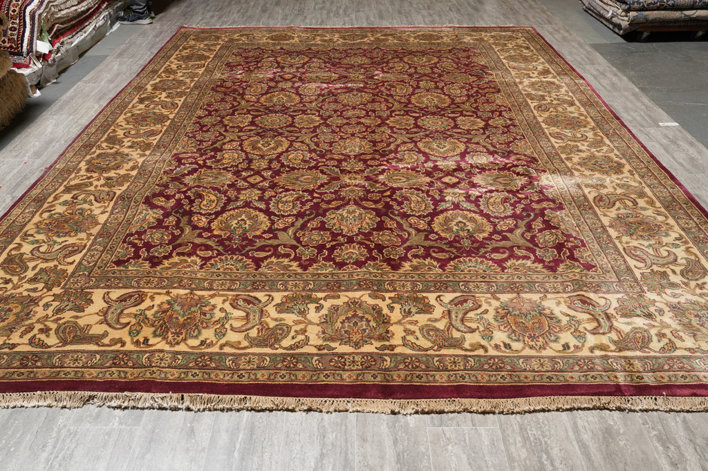 10 x 14.4 Quality Jaipur Handmade Rug Dense Wool Burgundy #F-4410