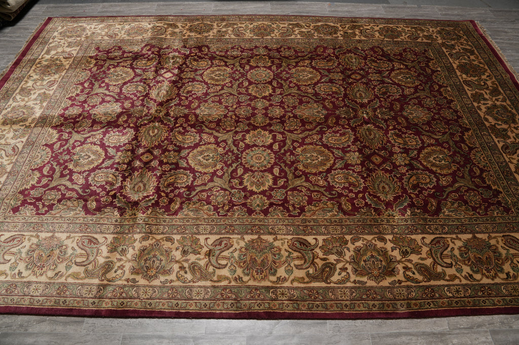 10 x 14.4 Quality Jaipur Handmade Rug Dense Wool Burgundy #F-4410