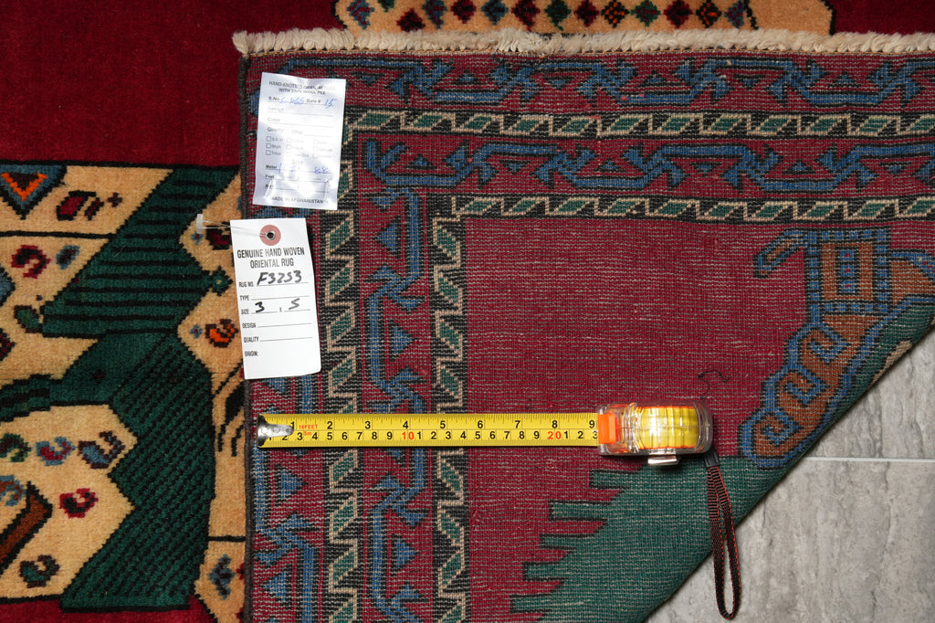 3 x 5 Hand-Knotted Pictorial Afghan Tribal Figurative Rug #F-3253