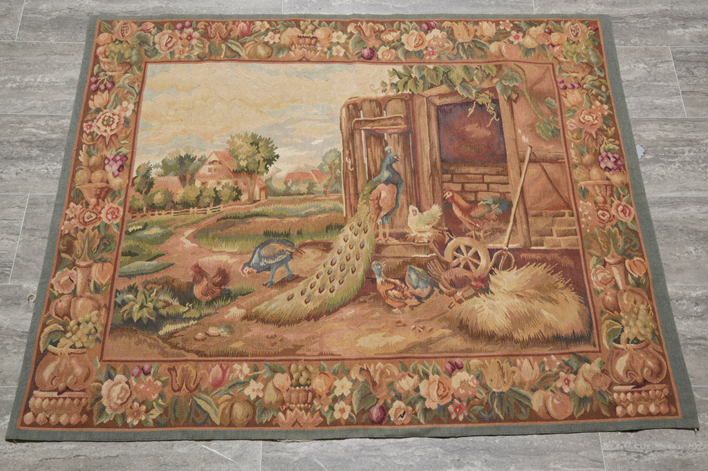 3 x 4 Peacock handmade Tapestry Hanging Rug #F-3034