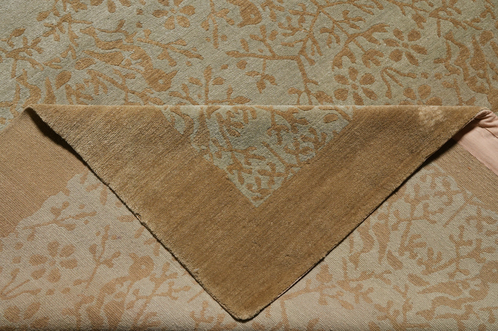 10.1 x 13 Quality Handmade Modern Transitional Rug Green Brown #F-4412