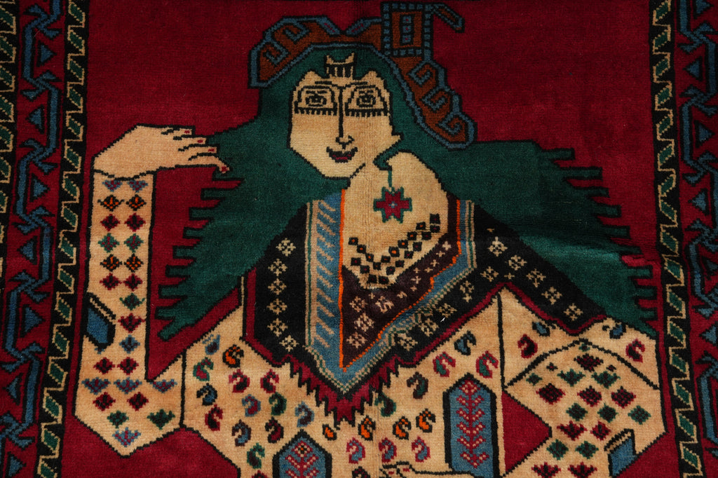 3 x 5 Hand-Knotted Pictorial Afghan Tribal Figurative Rug #F-3253