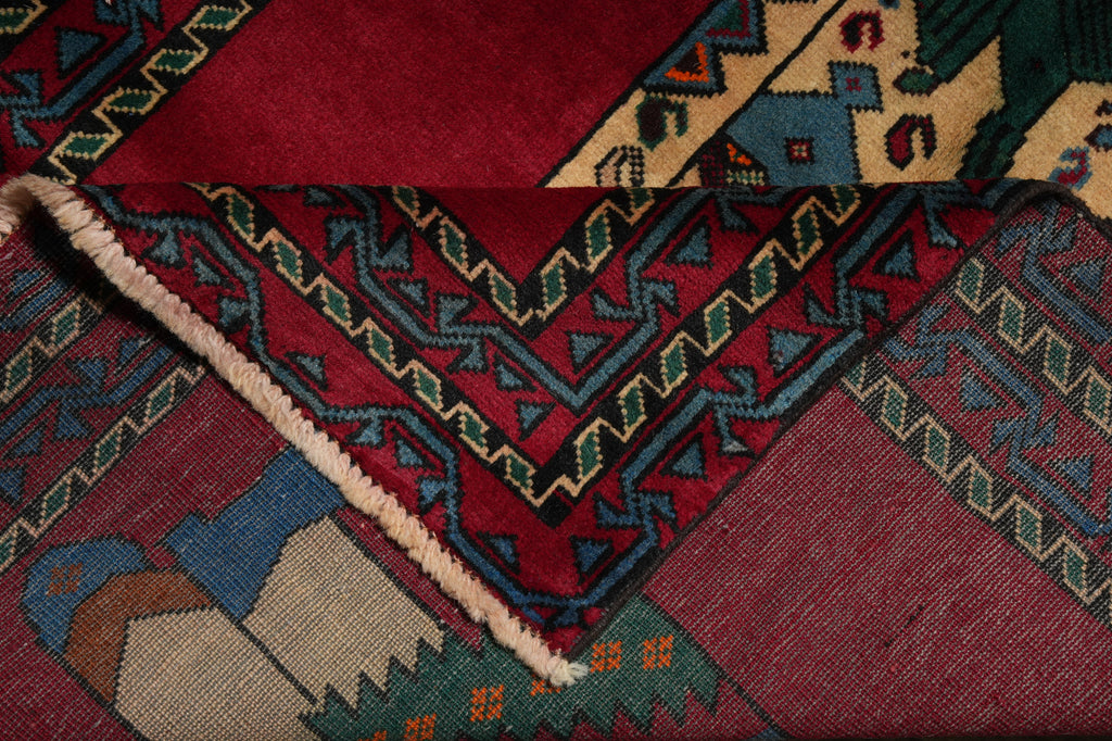 3 x 5 Hand-Knotted Pictorial Afghan Tribal Figurative Rug #F-3253