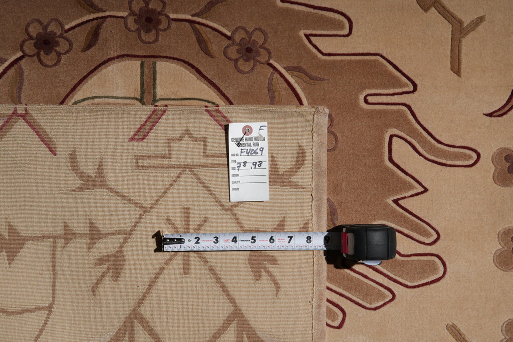 7.8 x 9.8 Transitional Handmade Rug Fine Lustrous Wool Finer Weave #F-4069