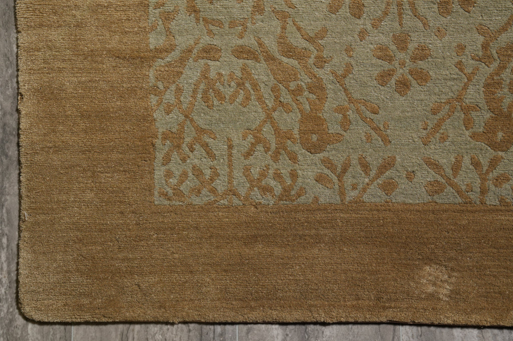 10.1 x 13 Quality Handmade Modern Transitional Rug Green Brown #F-4412