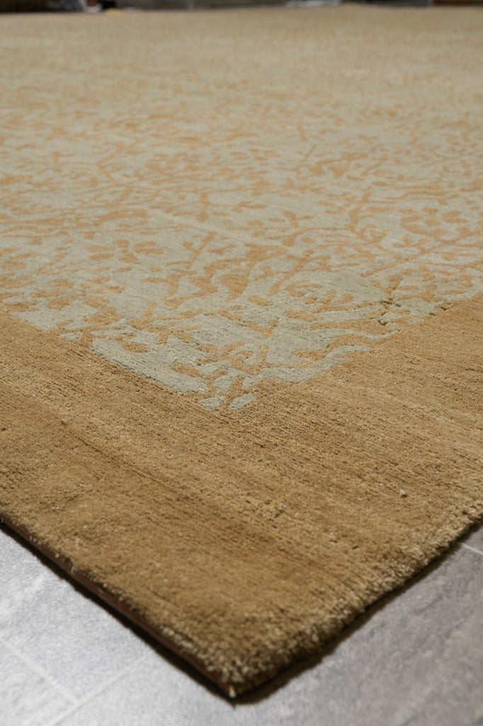 10.1 x 13 Quality Handmade Modern Transitional Rug Green Brown #F-4412