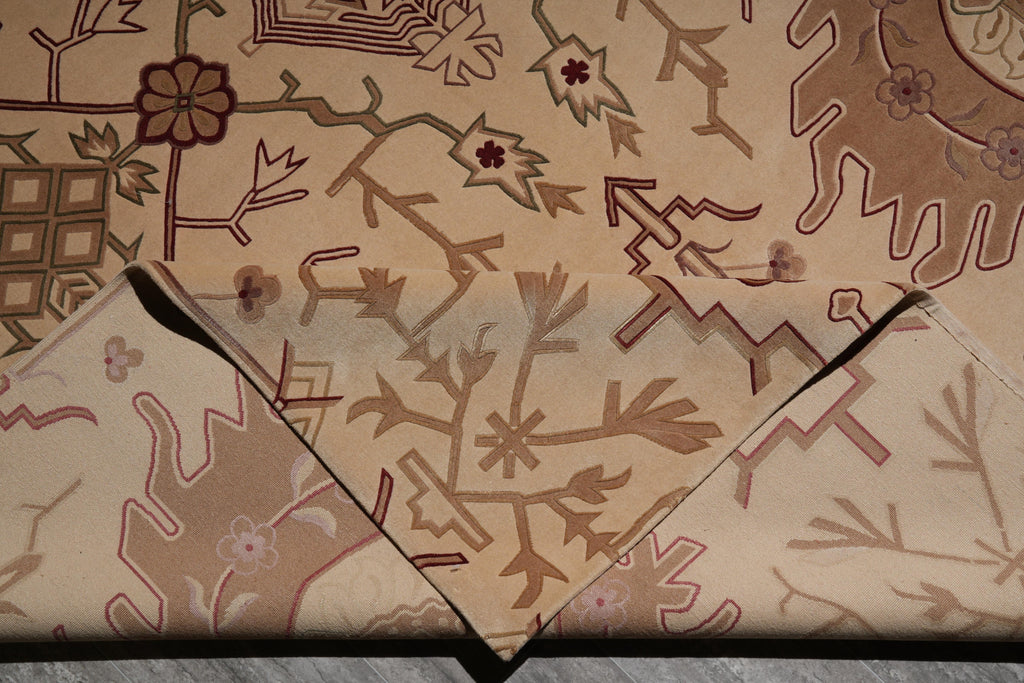 7.8 x 9.8 Transitional Handmade Rug Fine Lustrous Wool Finer Weave #F-4069