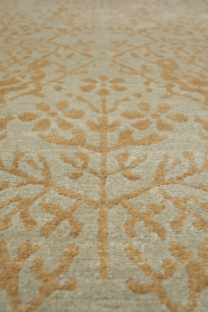 10.1 x 13 Quality Handmade Modern Transitional Rug Green Brown #F-4412