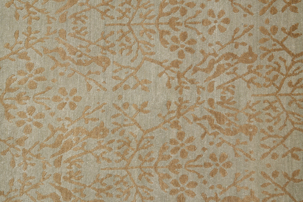 10.1 x 13 Quality Handmade Modern Transitional Rug Green Brown #F-4412