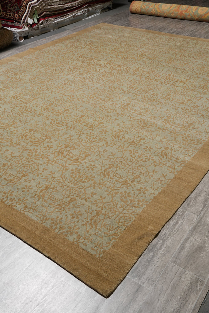10.1 x 13 Quality Handmade Modern Transitional Rug Green Brown #F-4412