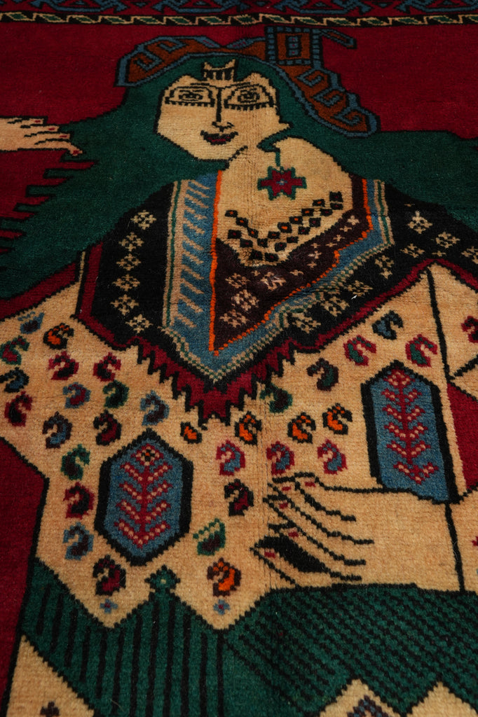 3 x 5 Hand-Knotted Pictorial Afghan Tribal Figurative Rug #F-3253