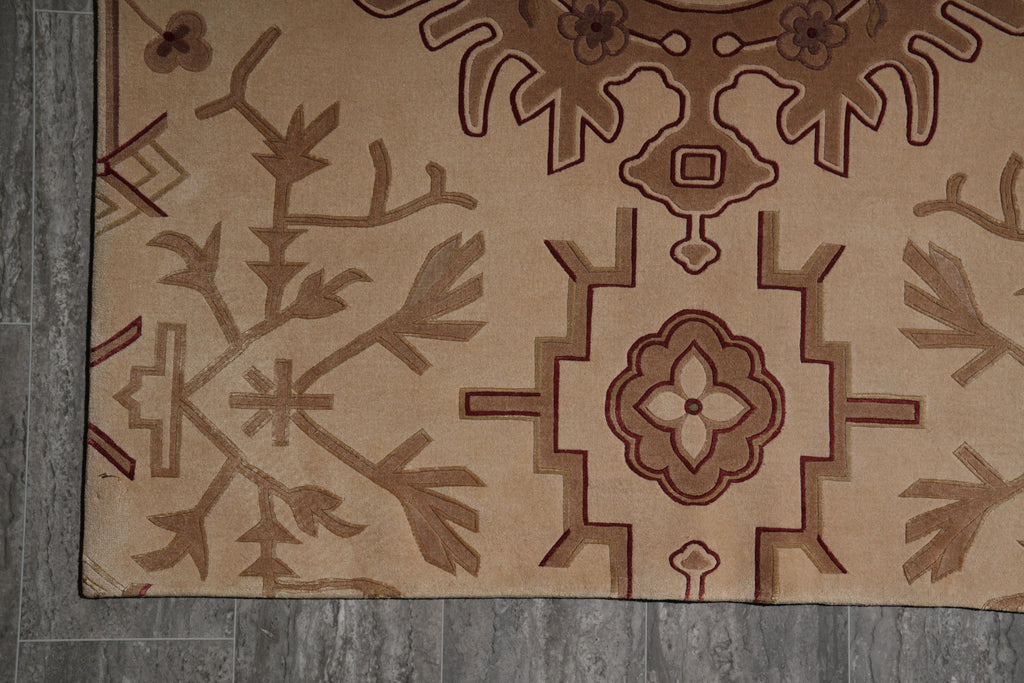 7.8 x 9.8 Transitional Handmade Rug Fine Lustrous Wool Finer Weave #F-4069