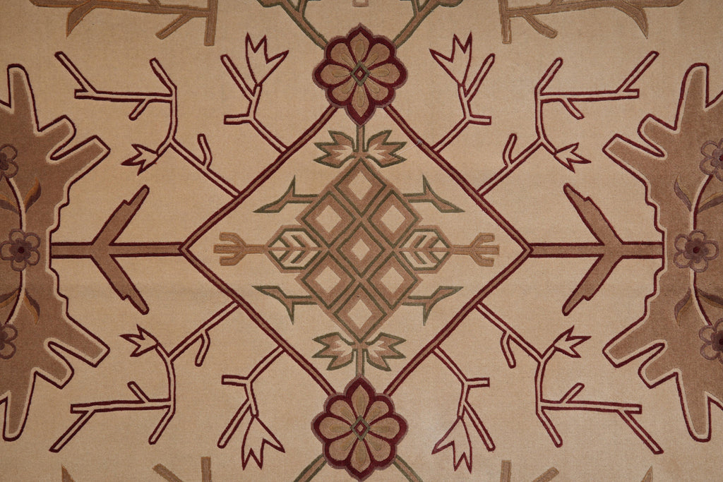 7.8 x 9.8 Transitional Handmade Rug Fine Lustrous Wool Finer Weave #F-4069