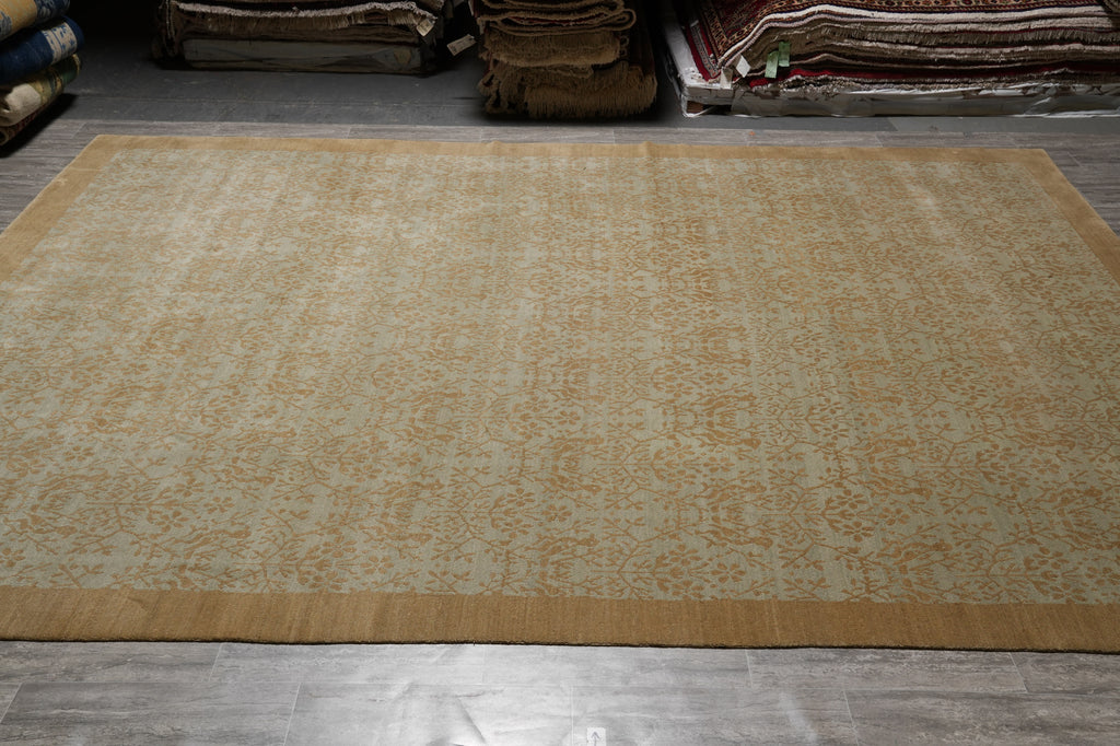 10.1 x 13 Quality Handmade Modern Transitional Rug Green Brown #F-4412
