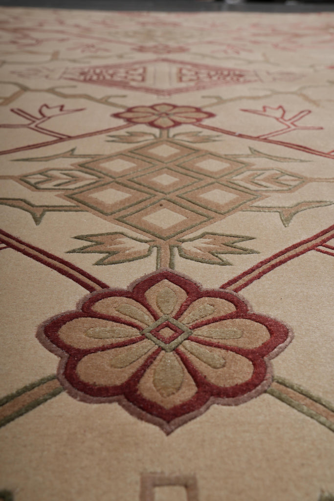 7.8 x 9.8 Transitional Handmade Rug Fine Lustrous Wool Finer Weave #F-4069