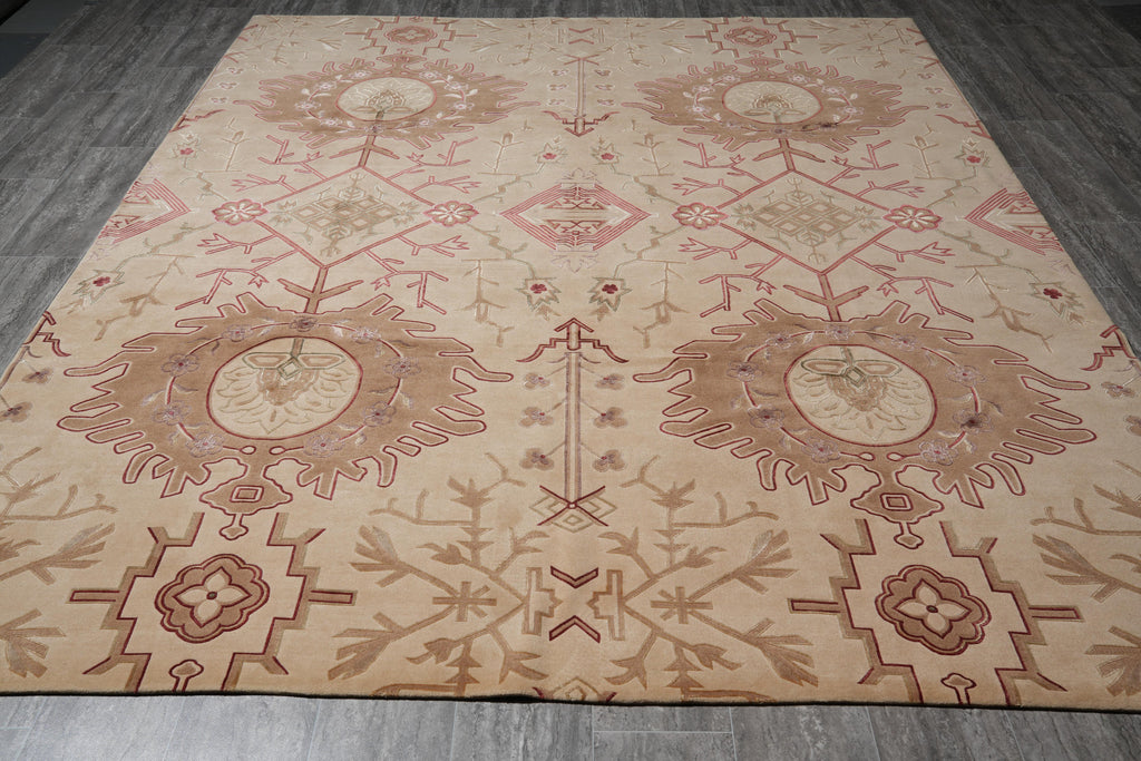 7.8 x 9.8 Transitional Handmade Rug Fine Lustrous Wool Finer Weave #F-4069